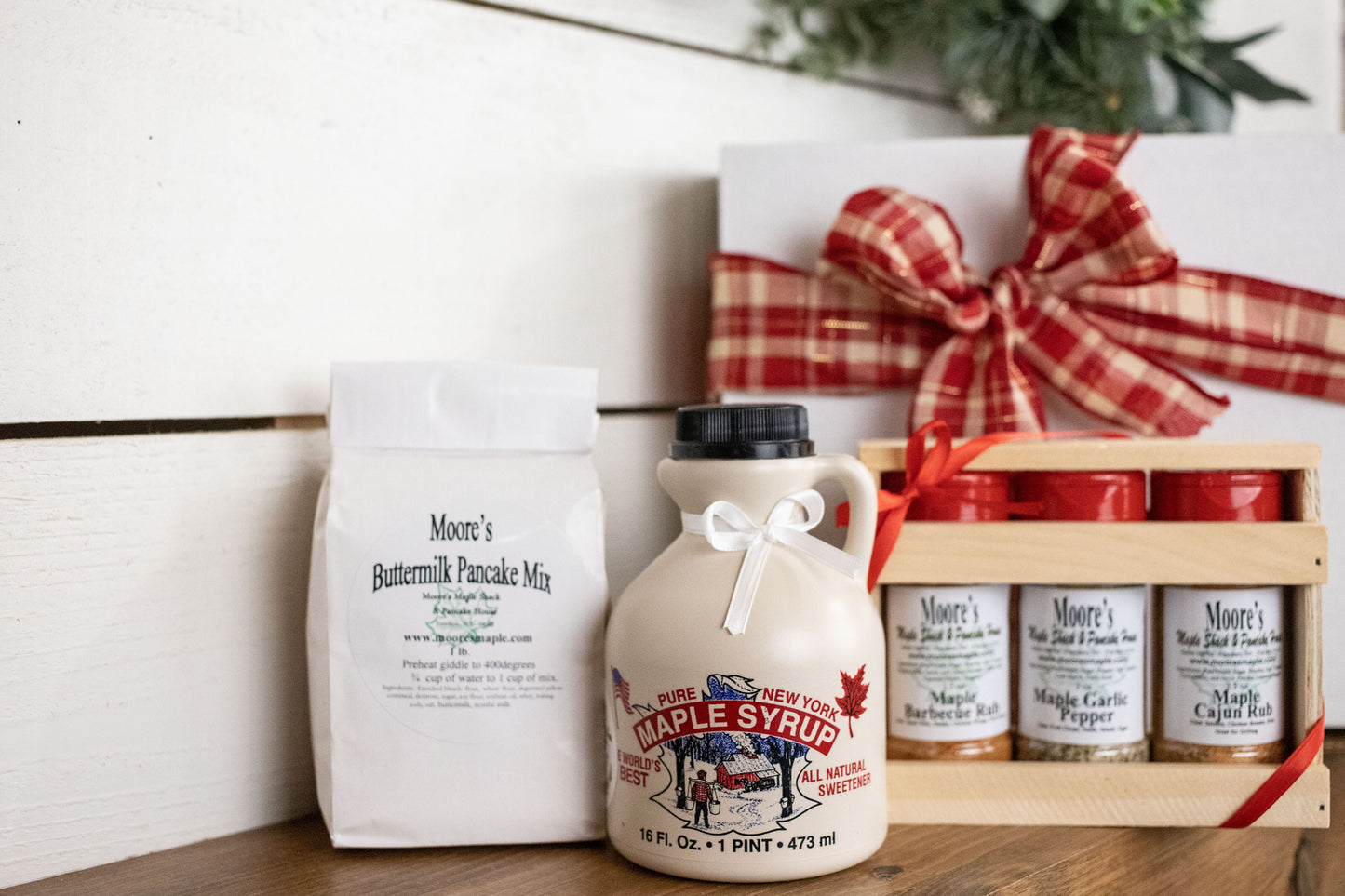 Gift Box 6 - Maple Syrup 16 oz.squeeze bottle, Buttermilk Pancake Flour, Maple Spice Crate