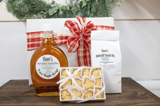 Gift Box 1 - Maple Syrup Glass Pint, Buttermilk Pancake Flour and Maple Sugar