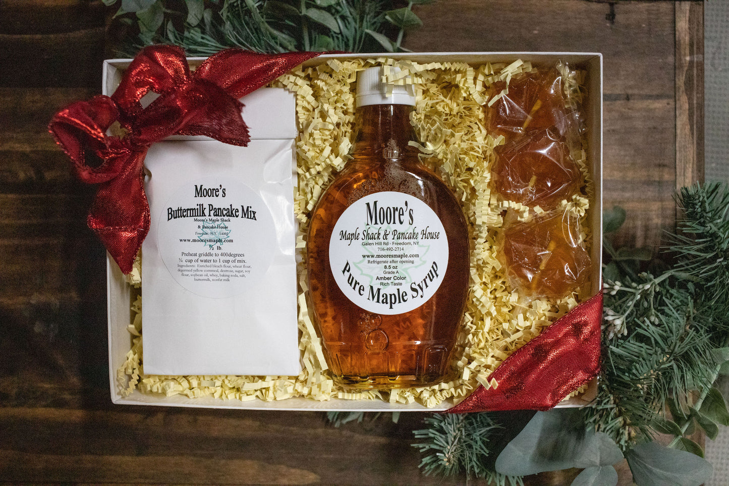 Gift Box 2- Maple Syrup 8oz Glass, Buttermilk Pancake Flour and Maple Spoons