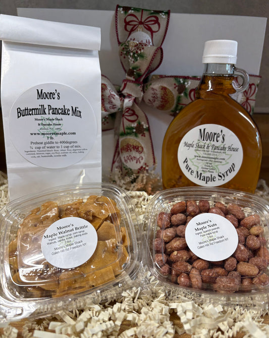 Gift Box 5 - Maple Syrup Glass Bottle, Buttermilk Pancake Flour, Maple Brittle and Maple Nuts