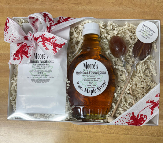 Gift Box 2- Maple Syrup 8oz Glass, Buttermilk Pancake Flour and Maple Spoons