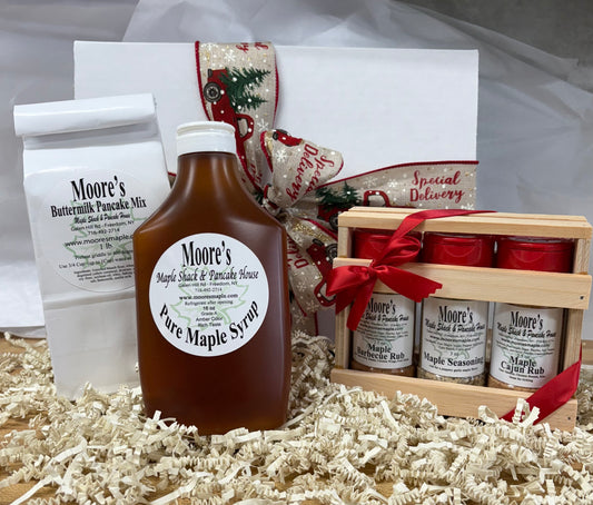 Gift Box 6 - Maple Syrup 16 oz.squeeze bottle, Buttermilk Pancake Flour, Maple Spice Crate