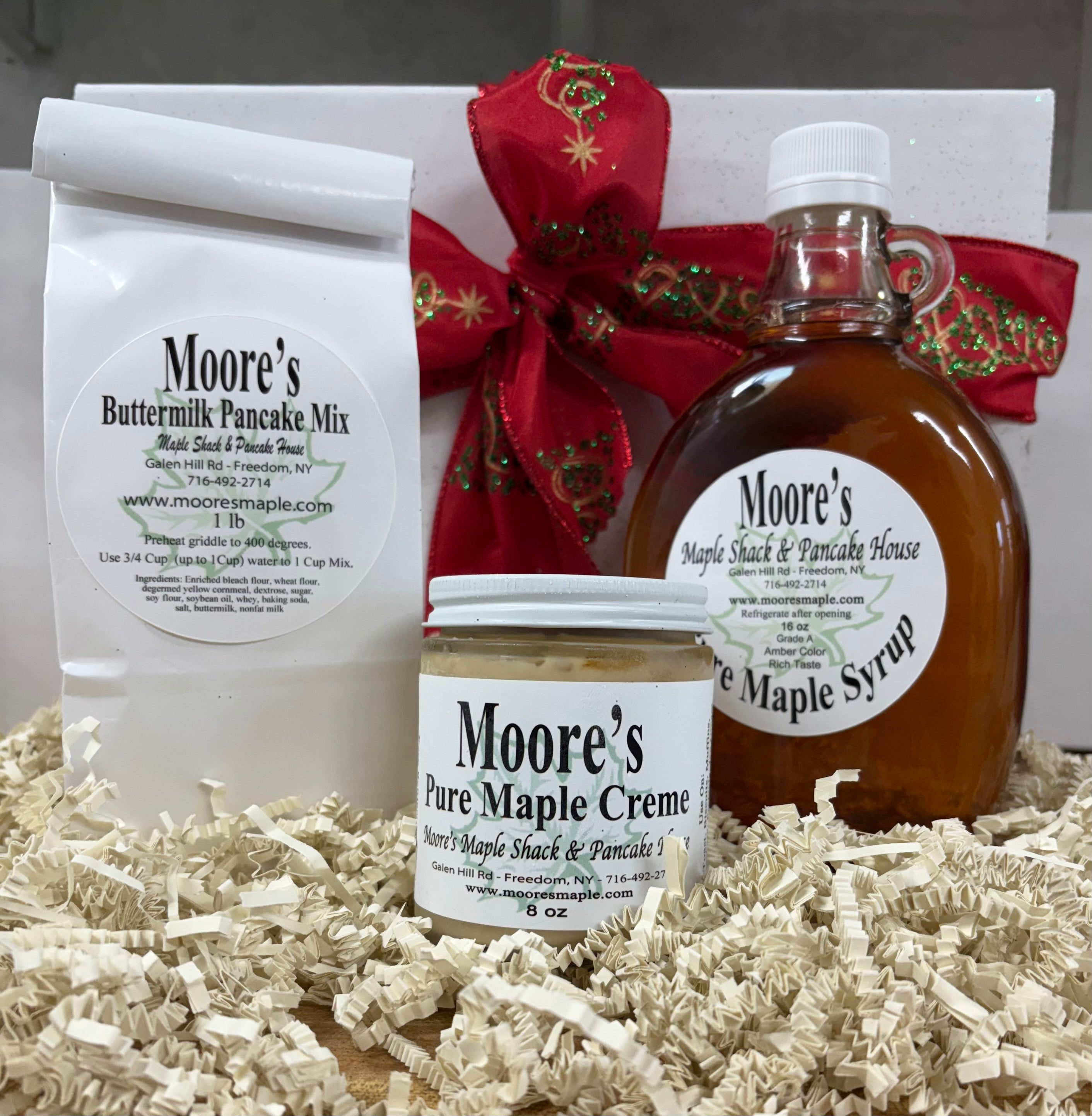 Maple Syrup Float Box Gift Box 3 - Maple Syrup Glass Pint, Buttermilk Pancake Flour and Mapl ...